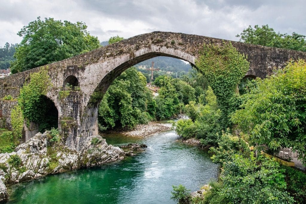 landscape, roman bridge, nature, river, vegetation, darling, clouds, rocks, cloudy, stone